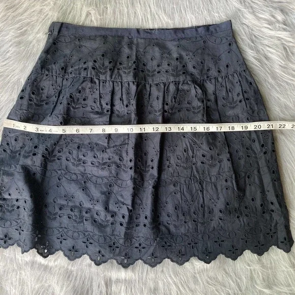 Ann Taylor Loft Sz 6 Black Eyelet Lace Skirt Cotton Side Zip Casual Summer NEW - Picture 11 of 11